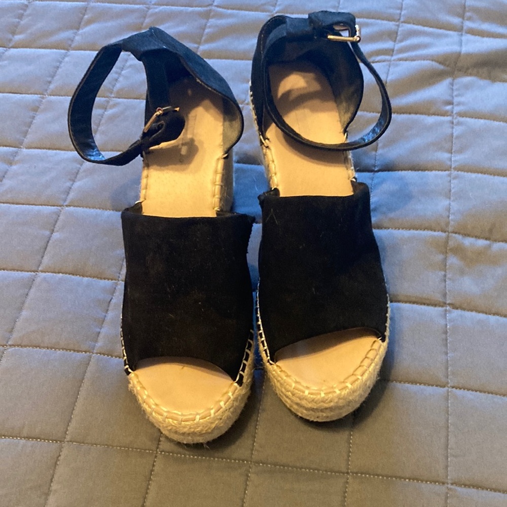 JustFab Black Wedge Sandal.  Size 10.